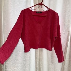 Hot pink soft v-neck sweater
